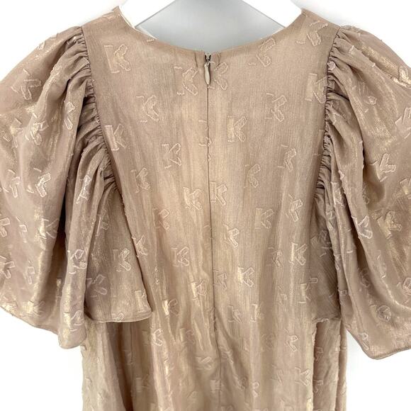 Kenzo Kids Girls Gold Logo Flutter Jacquard Lamé Dress Size 10A - Picture 9 of 13